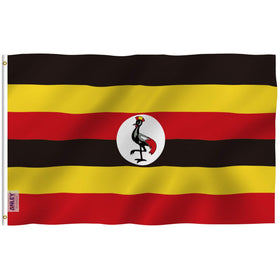 Anley Fly Breeze Uganda flag with canvas header fluttering in light breeze for outdoor display.
