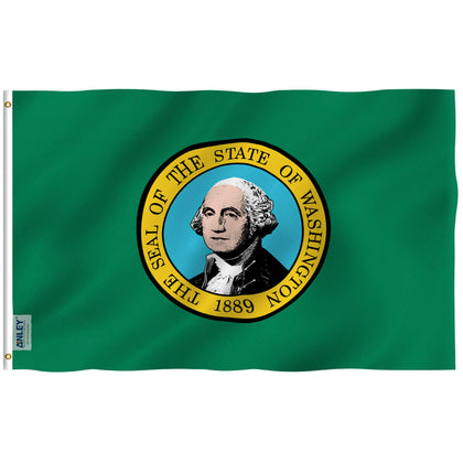 Anley Fly Breeze Washington State flag 3x5 with vivid color for outdoor display.