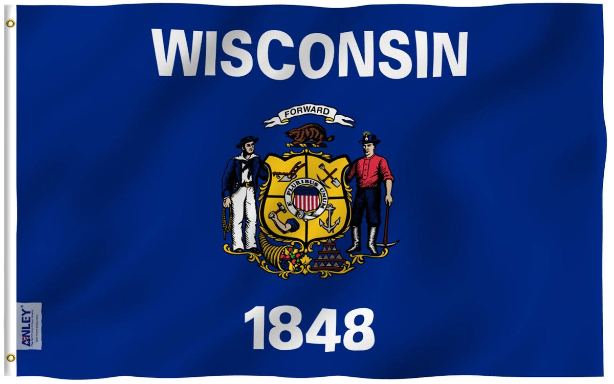 Anley Fly Breeze Wisconsin flag 3x5 ft for outdoor yard display