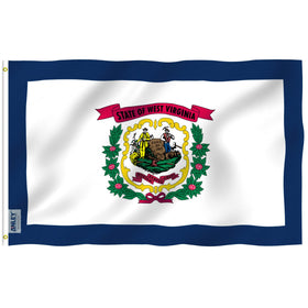 Anley Fly Breeze WV flag front close-up with vivid outdoor colors