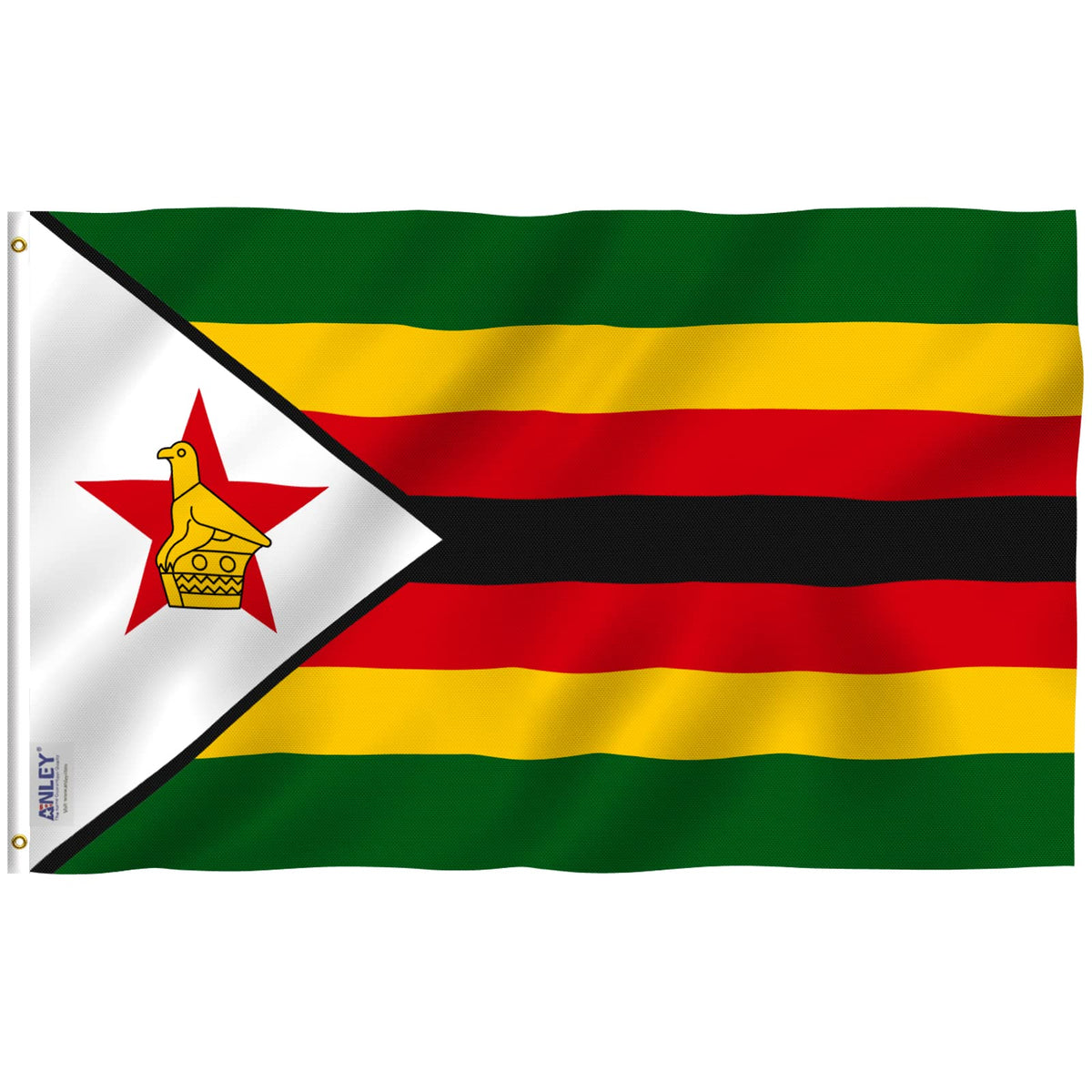 Anley Fly Breeze Zimbabwe flag 3x5ft front view shows vivid color for outdoor display