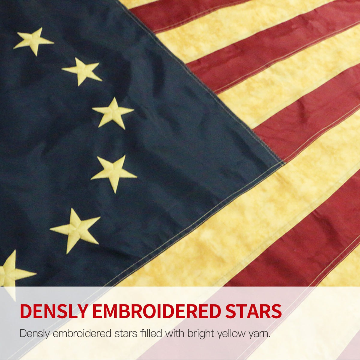 Anley flag with four rows of lock stitching for longevity on windy days.