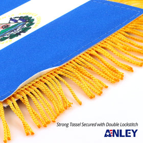 Anley fringe flag close-up showing fade-resistant colors in sunlight.