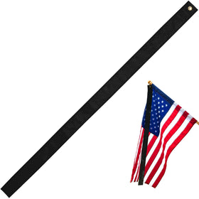 Anley half-mast mourning ribbon attached to a flag for respectful display.