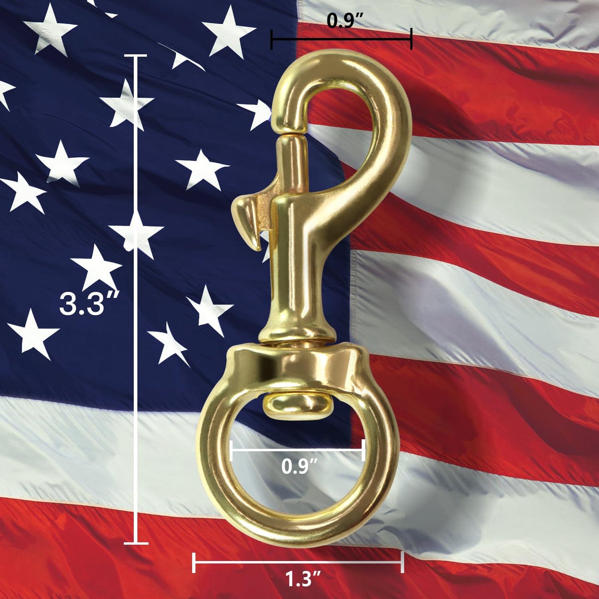 Anley heavy-duty flag pole halyard clip with rust-free brass design
