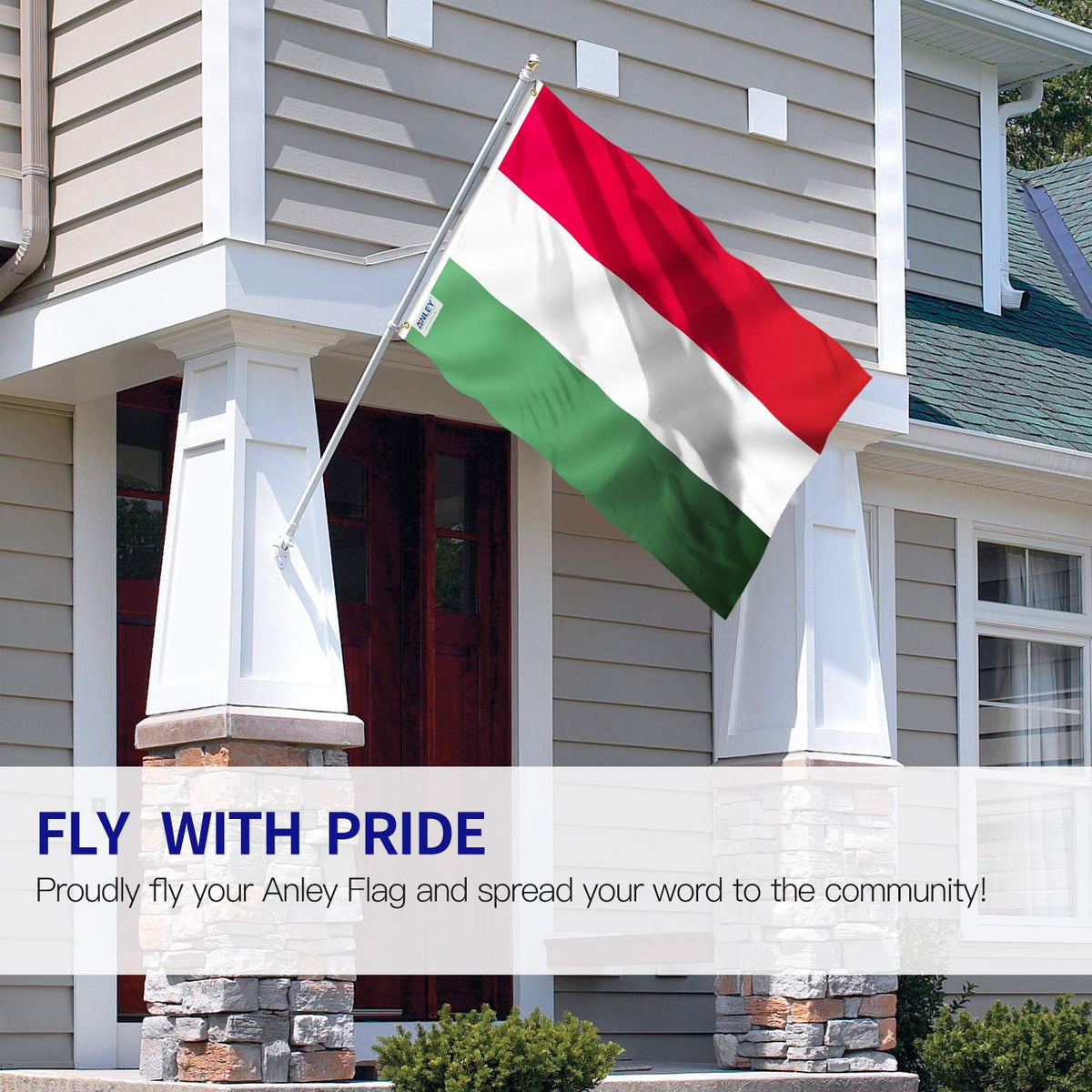 ANLEY Hungary flag showing sturdy canvas header for secure mounting