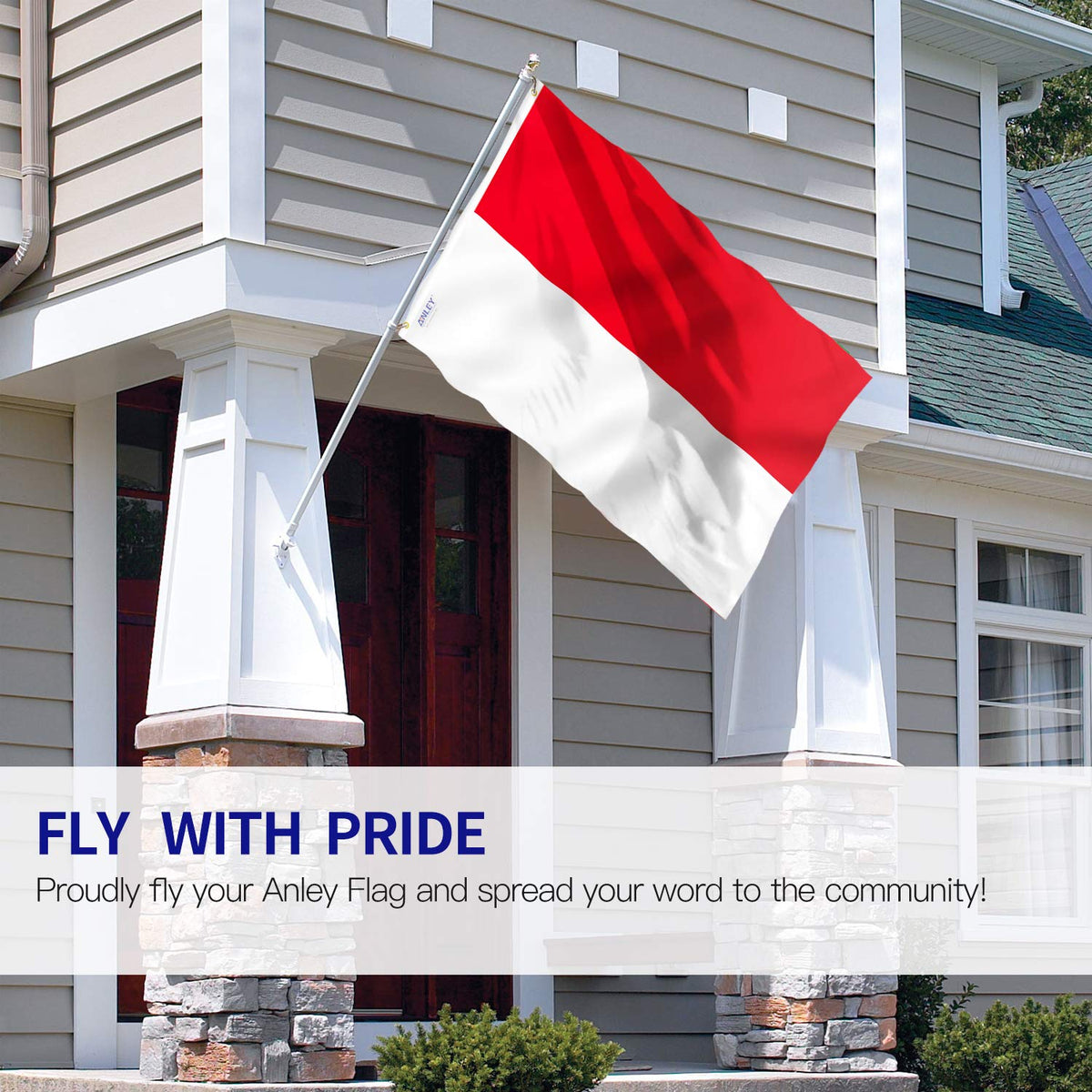ANLEY Indonesia flag with canvas header and double stitching for durability