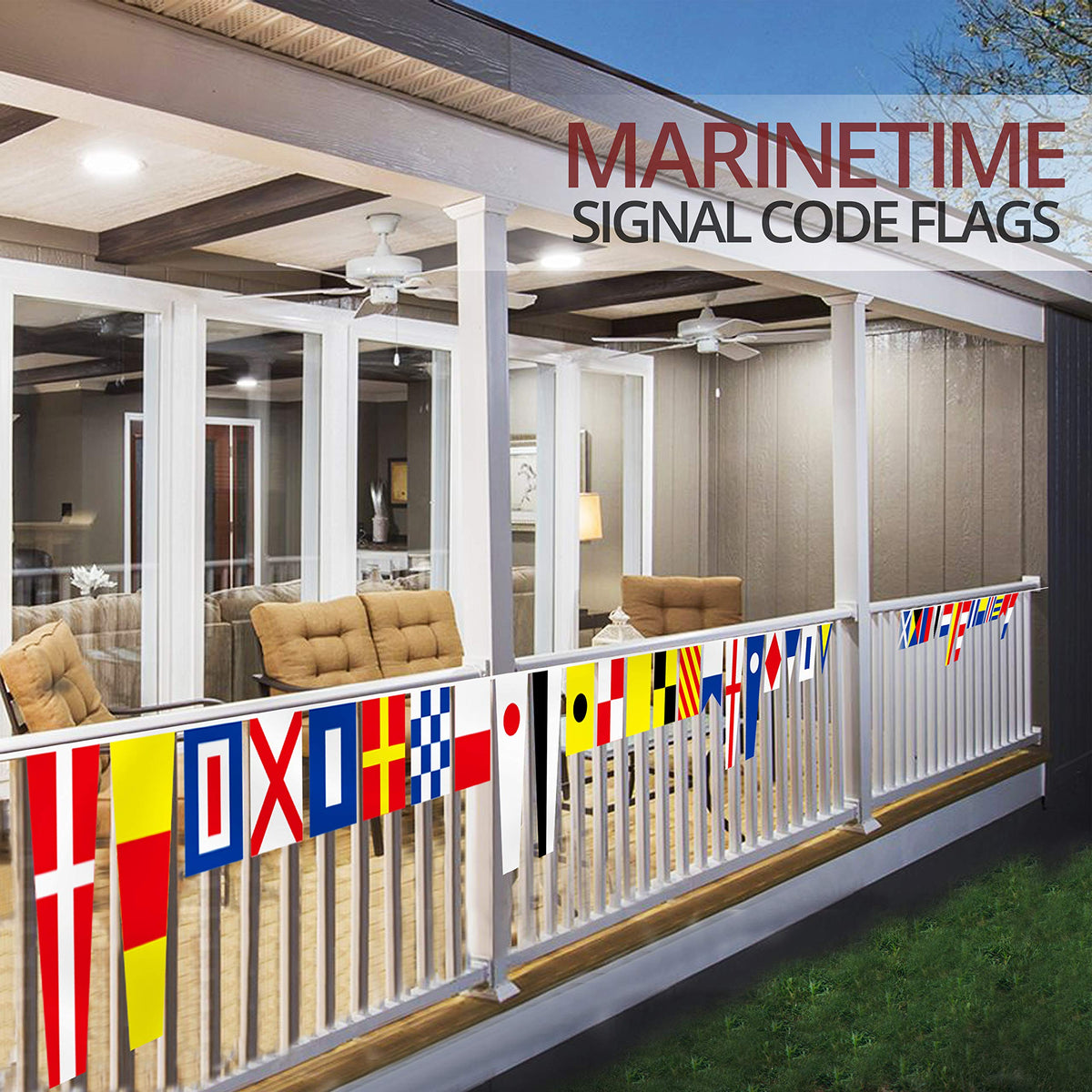 Anley international maritime code flags closeup shows vibrant code flag colors.