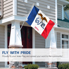 Anley Iowa State flag with canvas header detail for durable outdoor display.