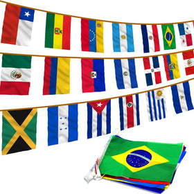 Anley Latin America flags banner display for events and celebrations.