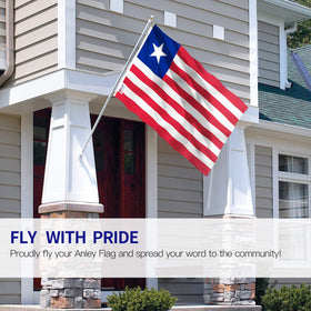 Anley Liberia flag corner stitching for durable outdoor mounting.