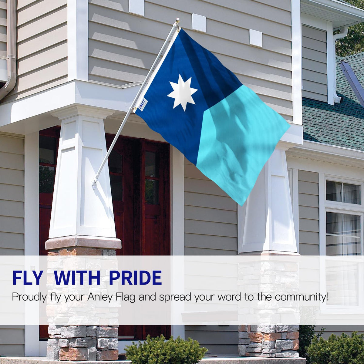 Anley Minnesota flag close-up shows fade-proof print and bright, long-lasting hues.