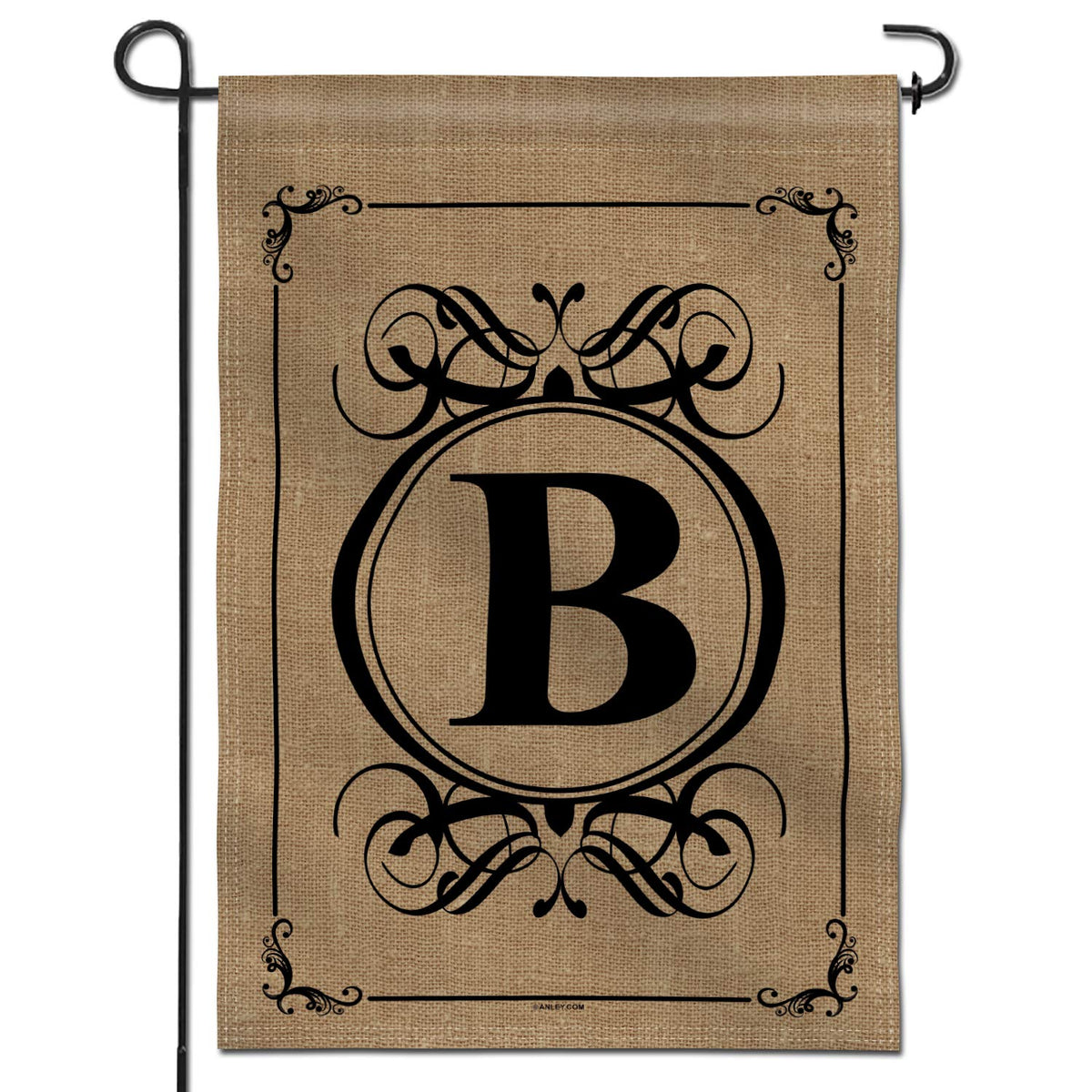 Anley monogram B garden flag, double-sided print for welcoming entrances.