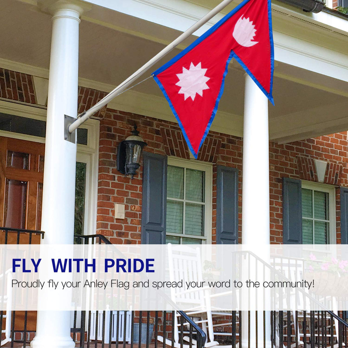 Anley Nepal flag shows bright print for outdoor display year-round.