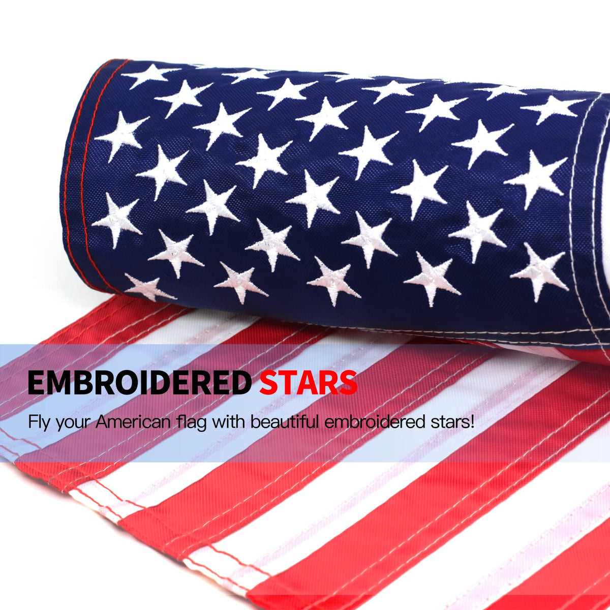 Outdoor yard display featuring the Anley patriotic garden flag
