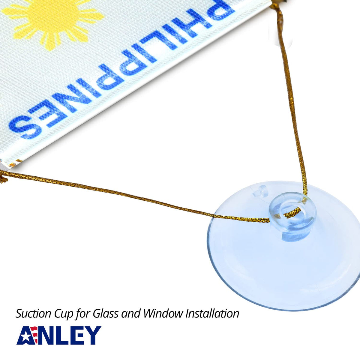 Anley Philippines fringy flag shows vivid color on both sides for versatile viewing.
