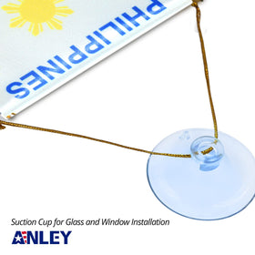 Anley Philippines fringy flag shows vivid color on both sides for versatile viewing.