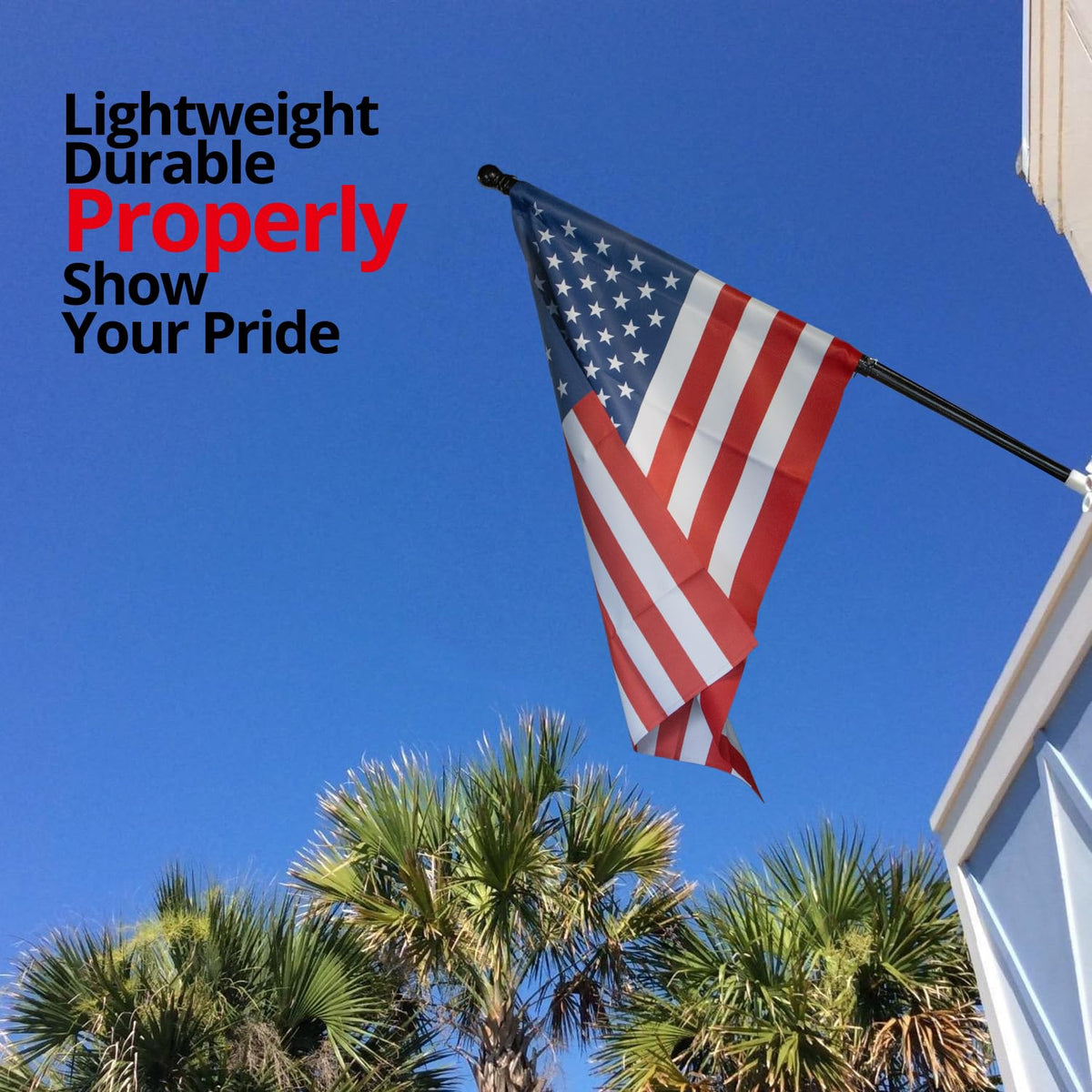 ANLEY pinewood flagpole with tangle-free clips keeps flags neat.
