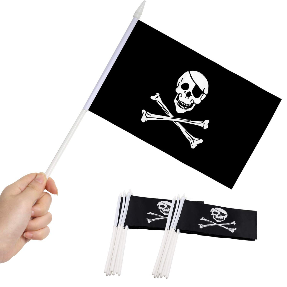 Anley Pirate Mini Flag on a stick with vivid print for parades.