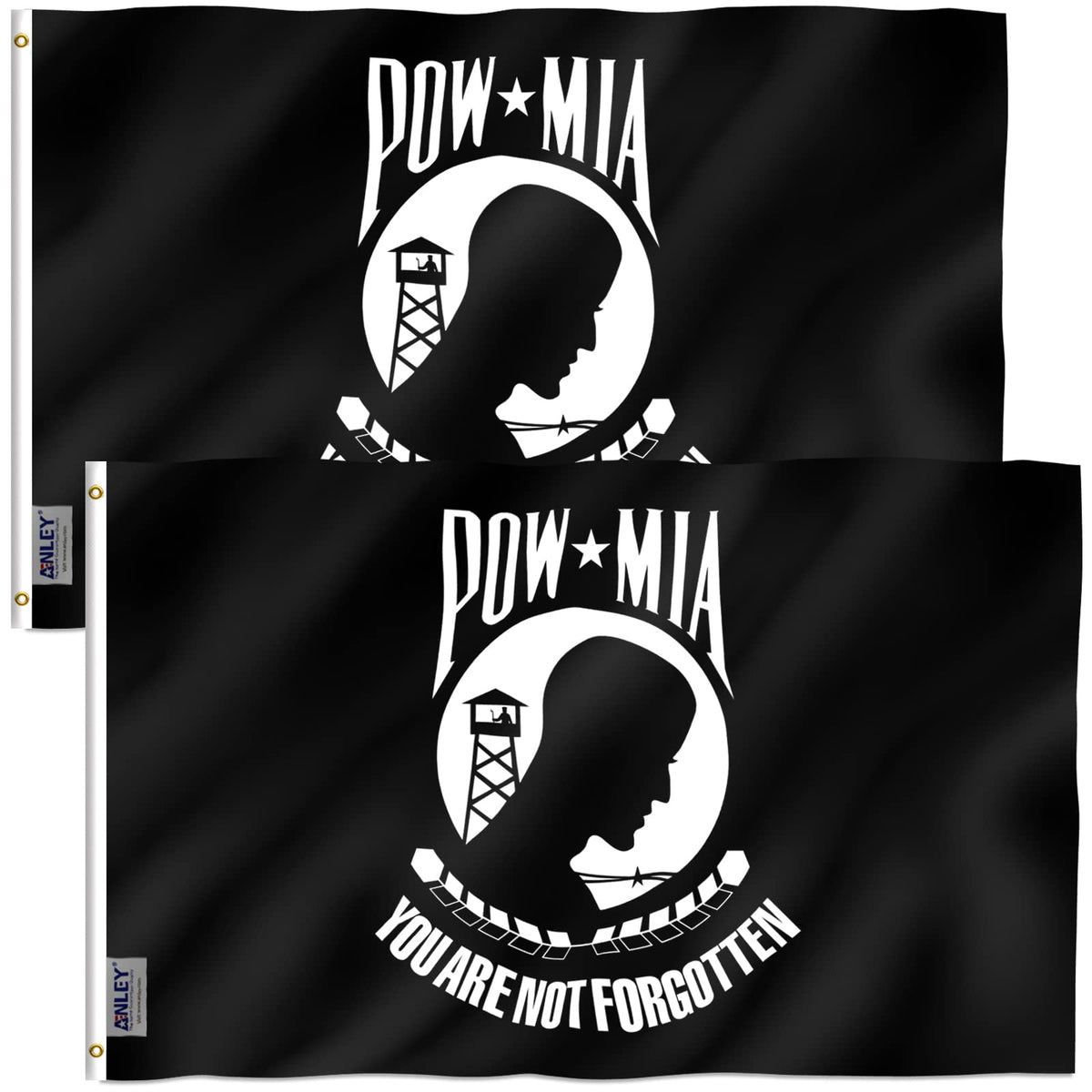 Anley POW MIA flag close-up showing vivid outdoor color