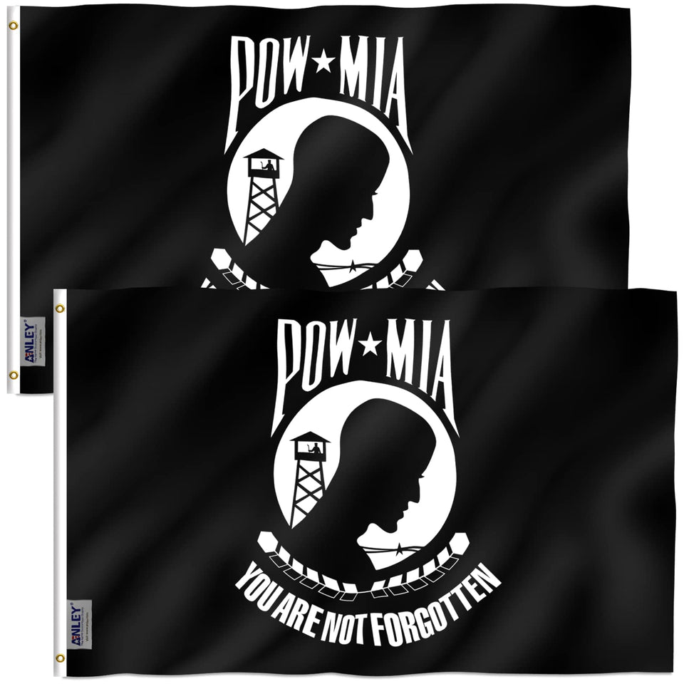 Anley POW MIA flag close-up showing vivid outdoor color