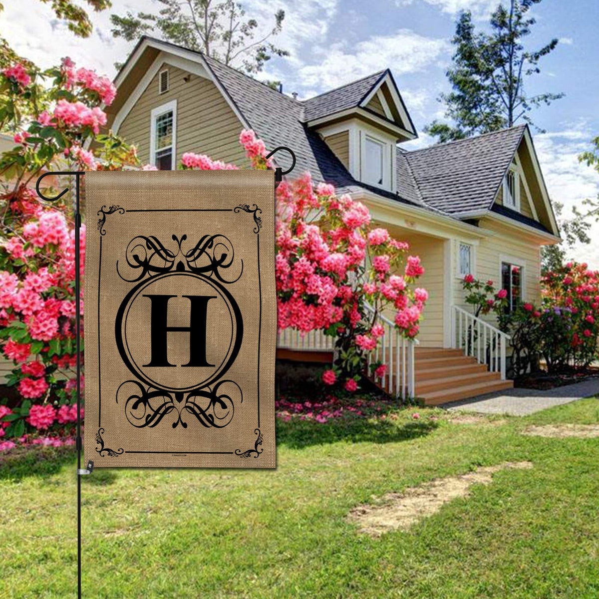 Close-up of Anley premium fabric texture on the garden flag for durable yard decor.