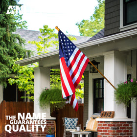 Anley Rip-Proof Flag 28x40 stitching detail highlights durable double stitching and long-lasting frame.