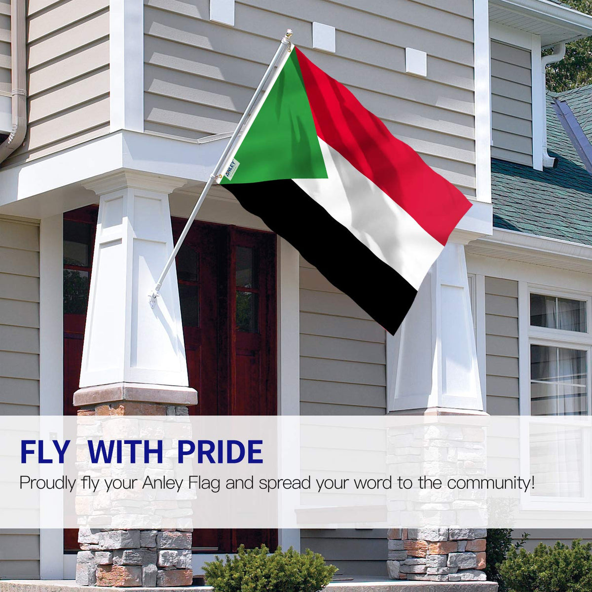 Anley Sudan flag canvas header demonstrates durable construction.