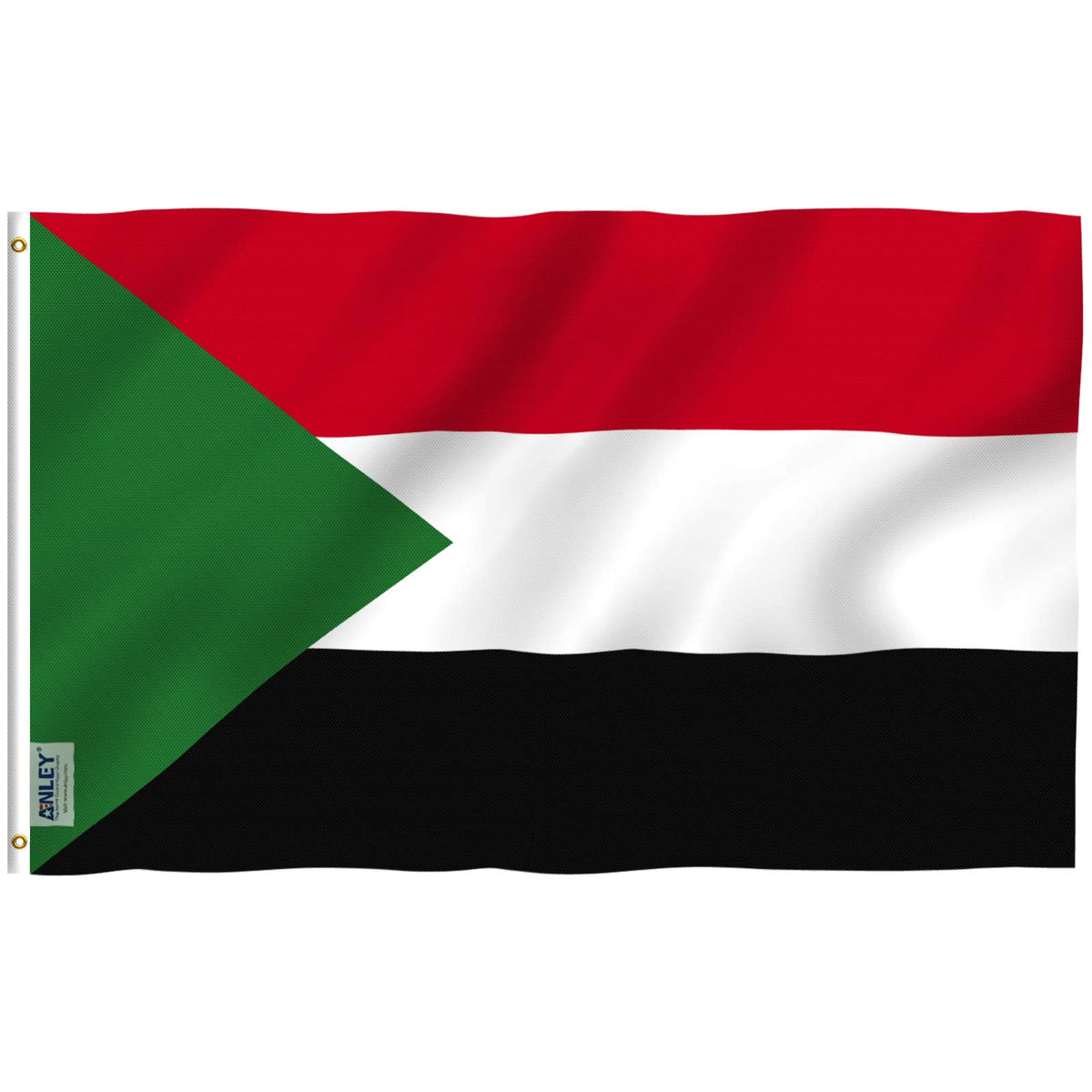 Anley Sudan flag Fly Breeze 3x5 in light wind with vibrant colors.