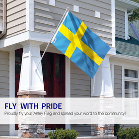 Anley Sweden flag with canvas header supports durable outdoor display.
