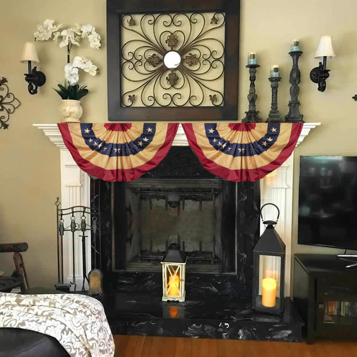 Anley tea-stained flag with antique look for nostalgic decor.