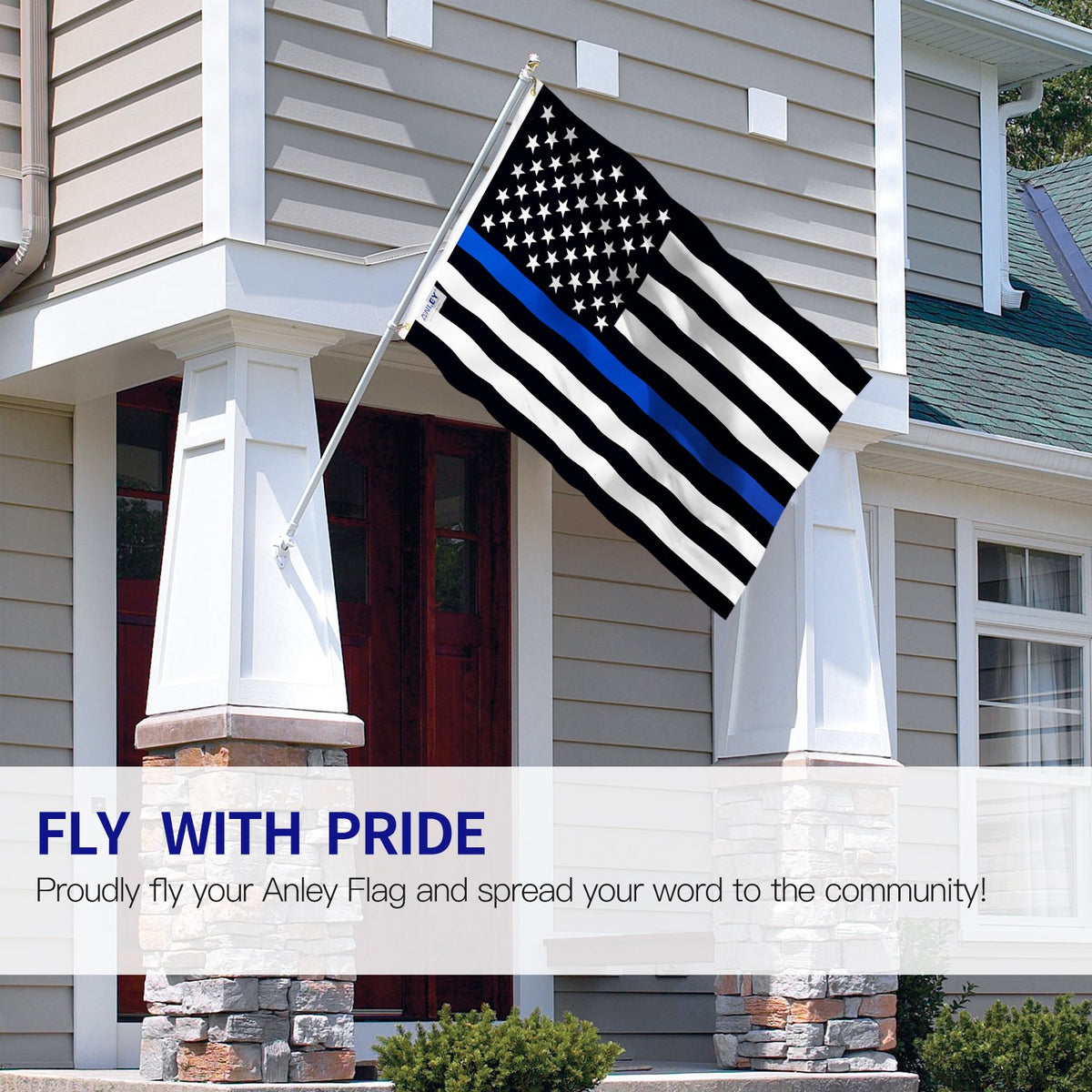 Anley Thin Blue Line flag two-pack with canvas header for outdoor display