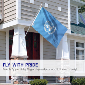 Close-up of the canvas header on the Anley UN flag for durability.