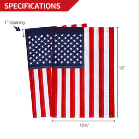 Close-up of stars on the Anley US national garden flag