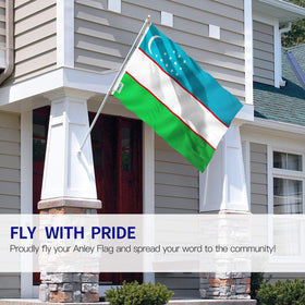 Anley Uzbekistan flag bright colors for eye-catching outdoor decoration.