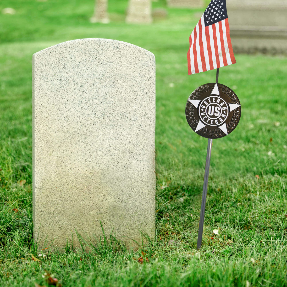 Anley veteran plaque side view emphasizing respectful memorial design.