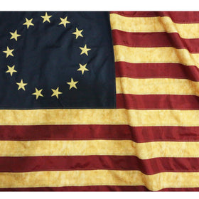 Anley Betsy Ross flag with tea-stained vintage look for outdoor display.