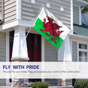 Anley Wales flag close-up print highlights sharp detail and fade-resistant colors.