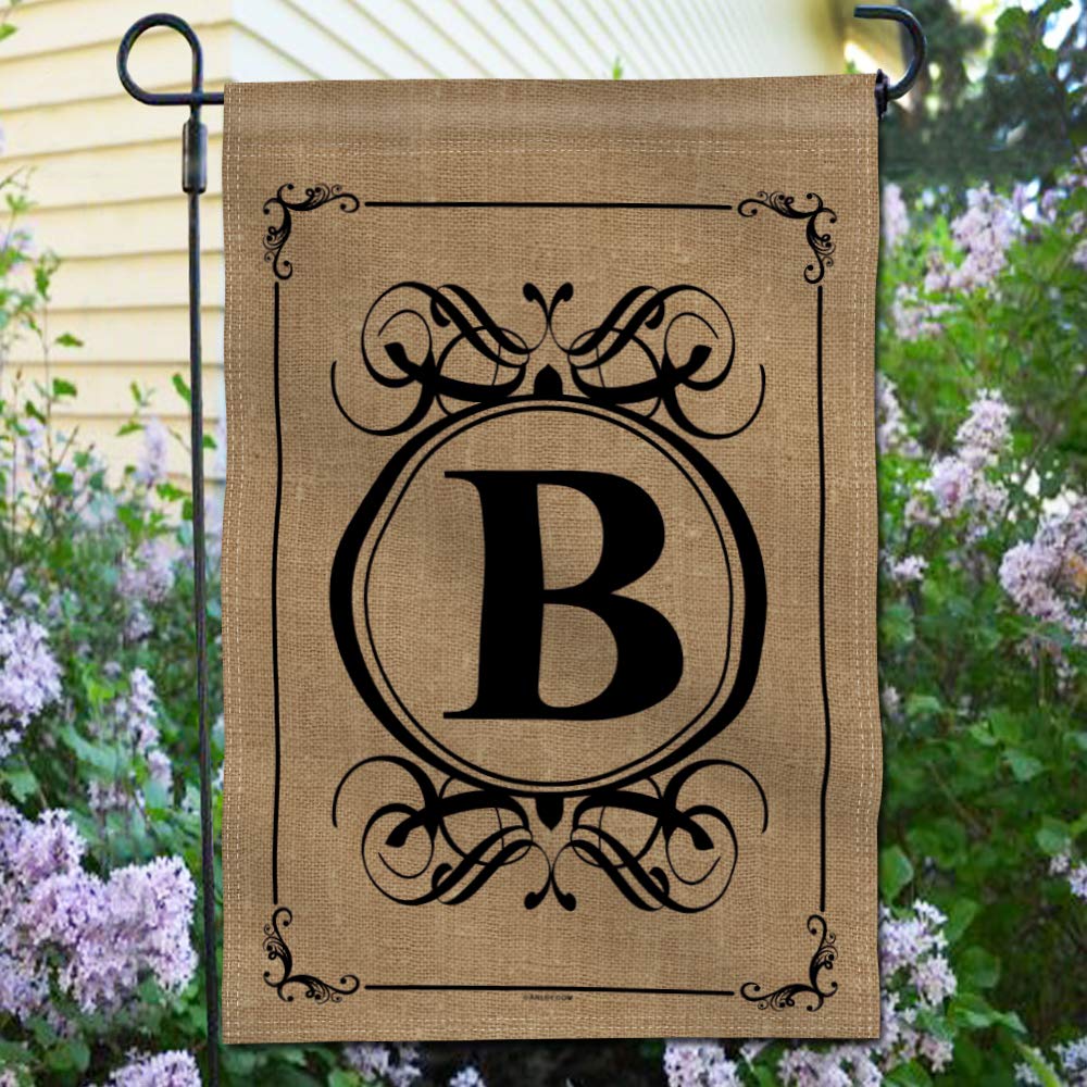 Anley welcome home garden flag with bold initial to enhance curb appeal.