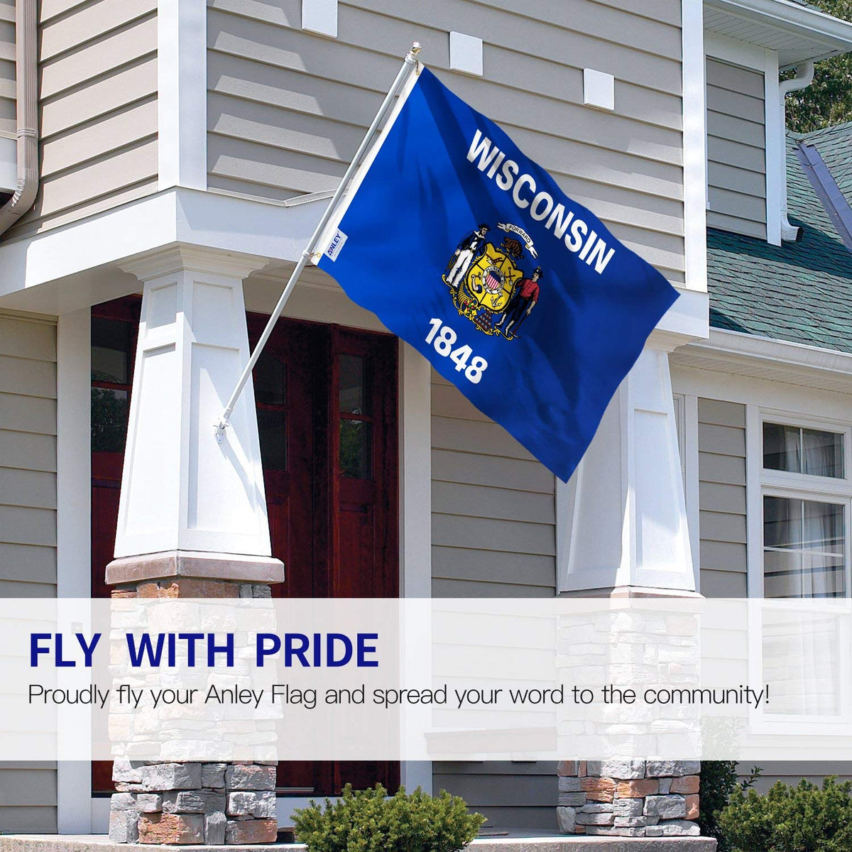 Anley Wisconsin flag with brass grommets for durable outdoor mounting
