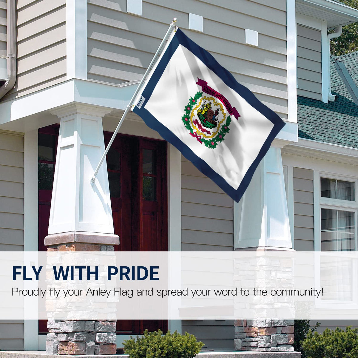 Anley WV flag stitching on canvas header showing durable craftsmanship