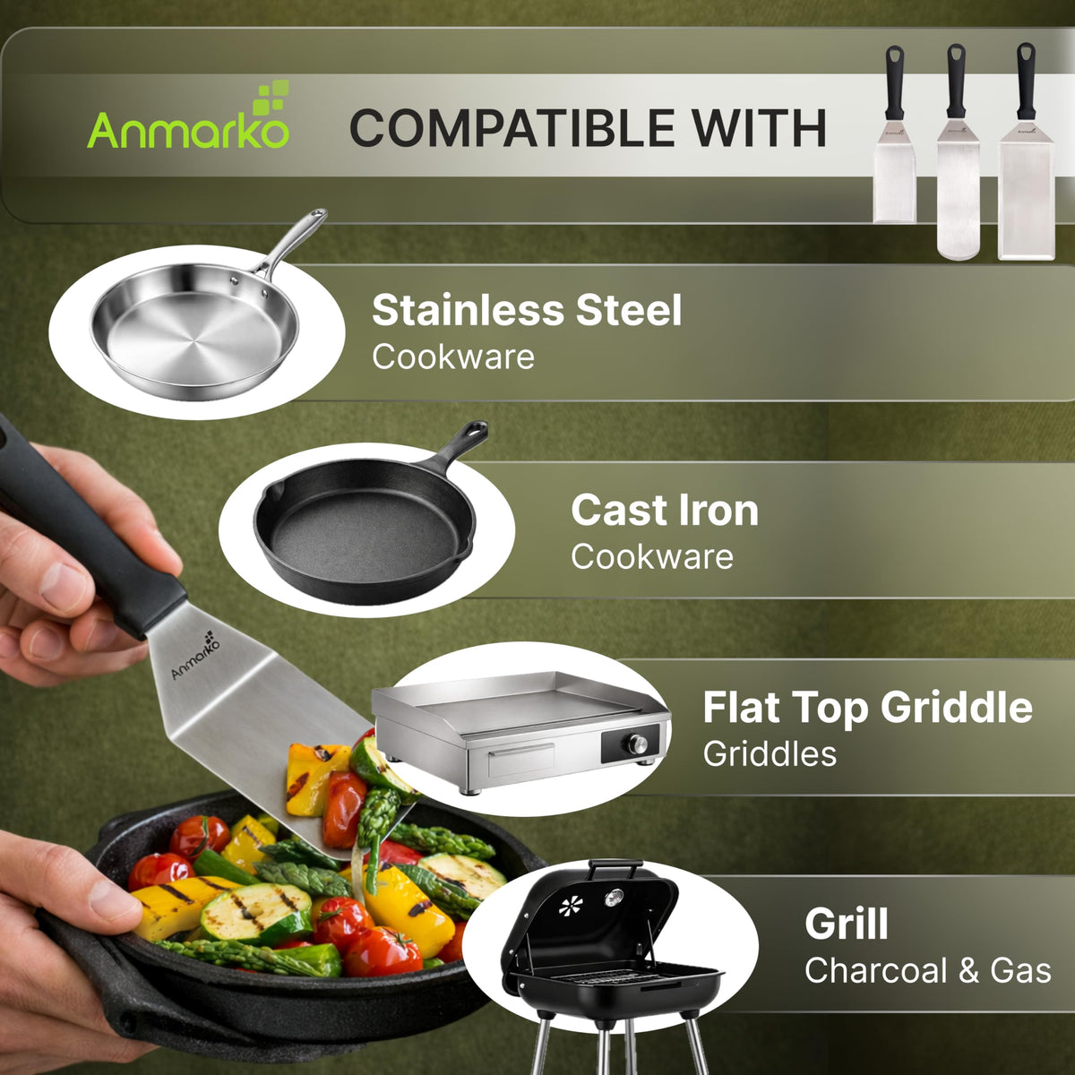 Anmarko professional chef-grade spatula set for commercial kitchens.