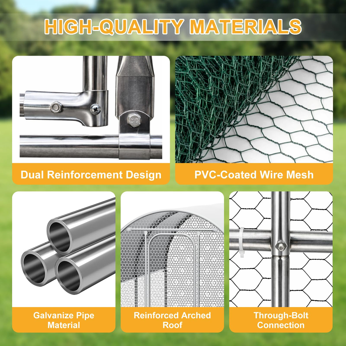AnMetora anti-predator netting close-up shows secure ventilation around the coop.