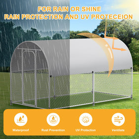 AnMetora galvanized steel frame provides durable, weather-resistant shelter for outdoor poultry.