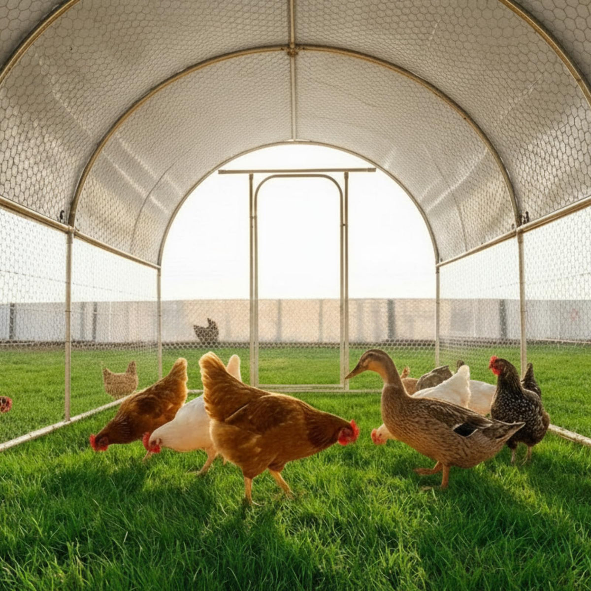 AnMetora spacious poultry enclosure supports movement and comfort for birds.