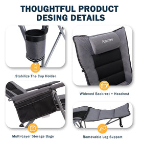Anmiro folding chair with built-in cup holder for drinks at hand