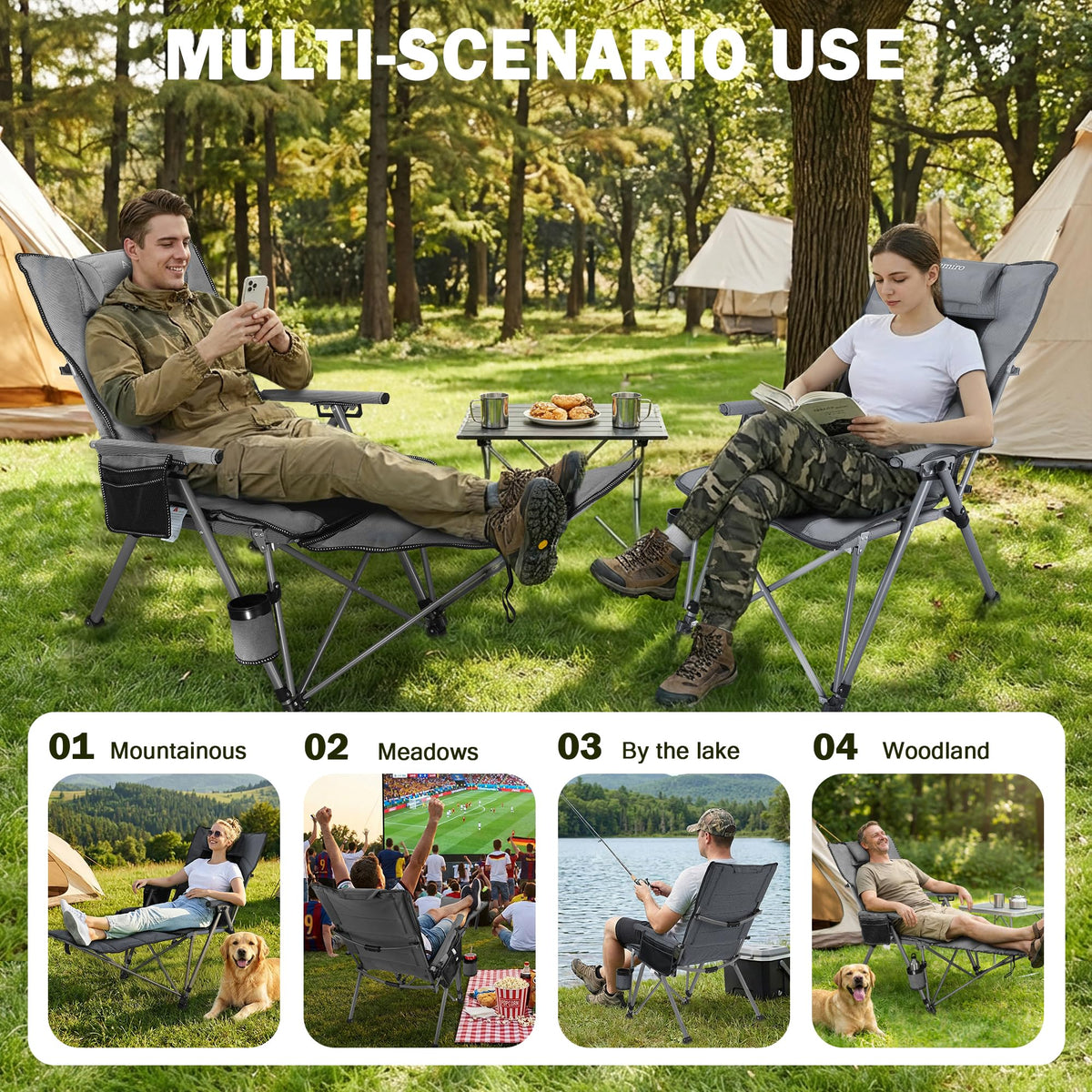 Anmiro folding chair in folded form with carrying bag for easy transport