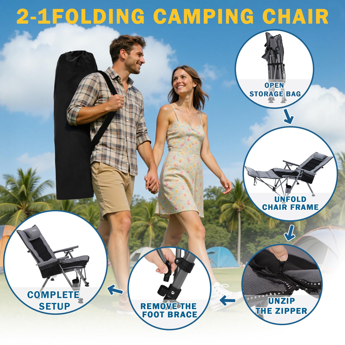 Anmiro folding chair with padded cushion for soft, comfortable seating