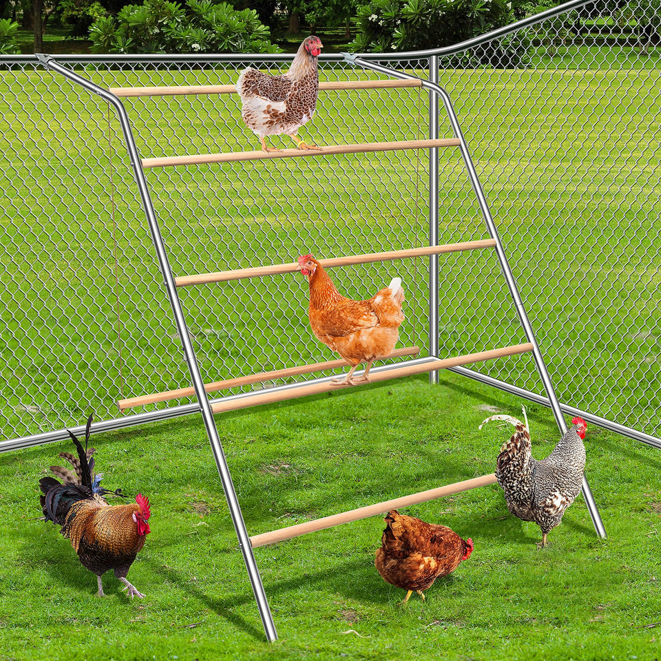 ANNDING chicken roosting bars with swing provide a tall, versatile perch for multiple birds.