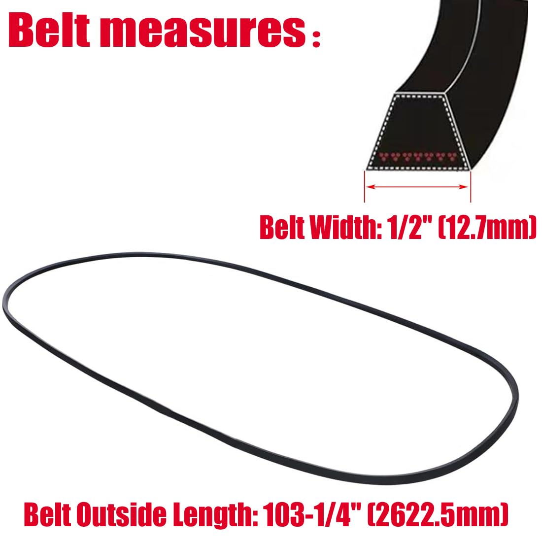 Annolai 954-04219 belt compatible with Cub Cadet LTX1045 and LTX1046.